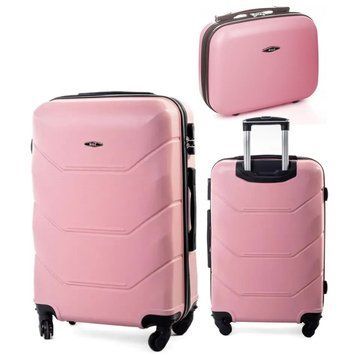 Комплект Валіза Велика і Косметичка RGL 720 XL ABS Пудрово-рожевий RGL-720-XL-set-powder-pink фото