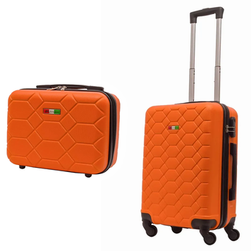 Набір валіз Косметичка + Валіза Мала S Amsterdam ABS Помаранчева Amsterdam-S-set-orange фото