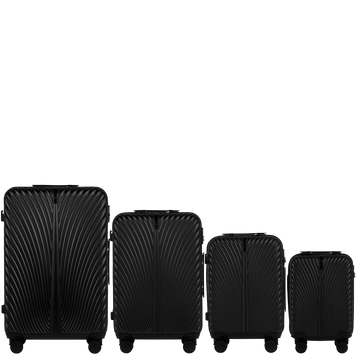 Комплект валіз WINGS SWAN ABS 4 розміри Чорний SN120-4KPL-Black фото