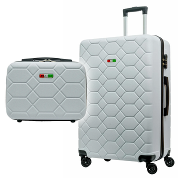 Набір валіз Косметичка + Валіза Велика XL Amsterdam ABS Біла Amsterdam-XL-set-white фото