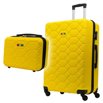 Набір валіз Косметичка + Валіза Велика XL Amsterdam ABS Жовта Amsterdam-XL-set-Yellow фото